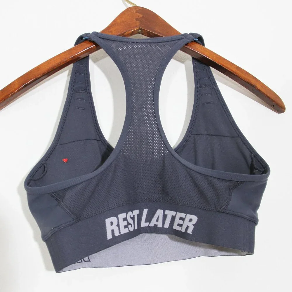 3/$15 Lorna Jane Rest Later Racerback Sports Bra Adjustable Straps Gray Small